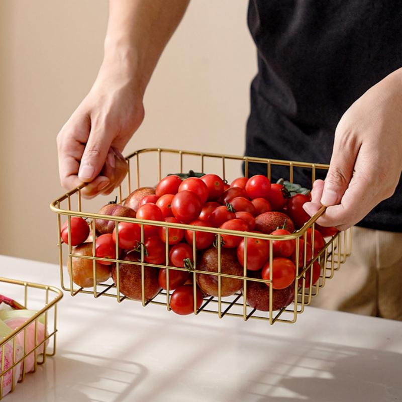 Fruit Bowl Washing Fruit Hollow Drain Basket Iron Fruit Basket Living Room Coffee Table Net Red Fruit Plate Snack Storage Basket
