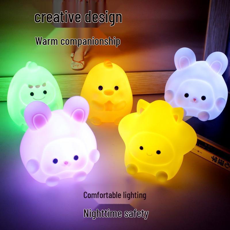 2023 Cartoon Cute Rabbit Night Light: Cordless LED Bedside Ornament for Kids