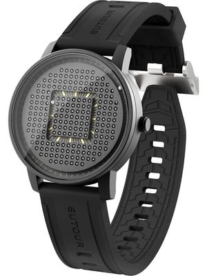 EUTOUR Men's Magnetic Watch, Creative, Stylish, Simple, Casual Quartz Watch with Magnetic Ball Design, 40mm Dial, Rubber Band, Black