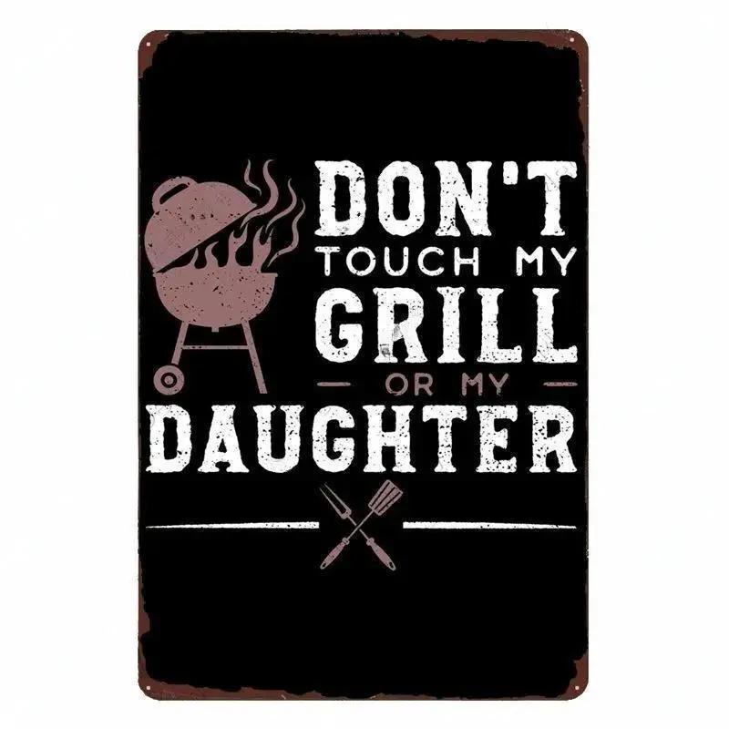 Panneau Barbecue des Pères de Jardin Roi du Grill Vintage Plaque Métallique Boîte de Conserve Bar Pub Décoration de Jardin Plaque Murale BBQ de Papa Chillin&Grillin Plaque Rétro