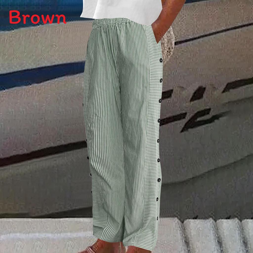 Stripes Cotton Womens Slim Fit Pants With Micro Stretch For Casual Summer Wear