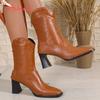 Fashion Aphixta Western Ankle Boots for Women Square Heel Zip Closure Wine Red Big Size 43 Modern Woman Boots Concise Fashion Shoes