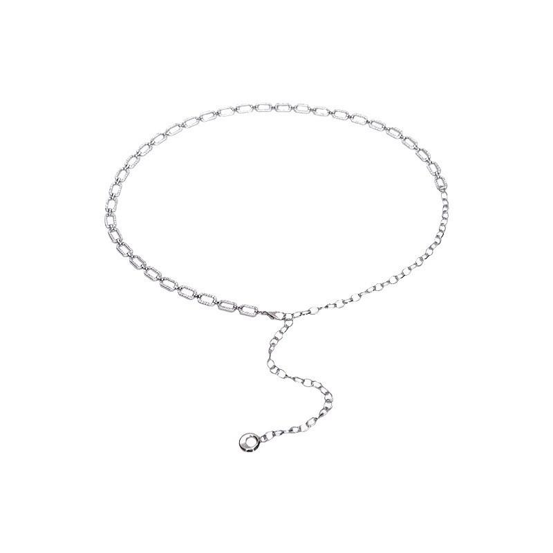 Silver Metal Water Diamond Waist Chain For Youths Fashion Summer Wear Round