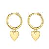 Fine Jewelry Hoop Earrings Love Heart Pendant 18K Gold Plated S925 Sterling Silver Dangle Drop Earrings for Girls Women Gifts