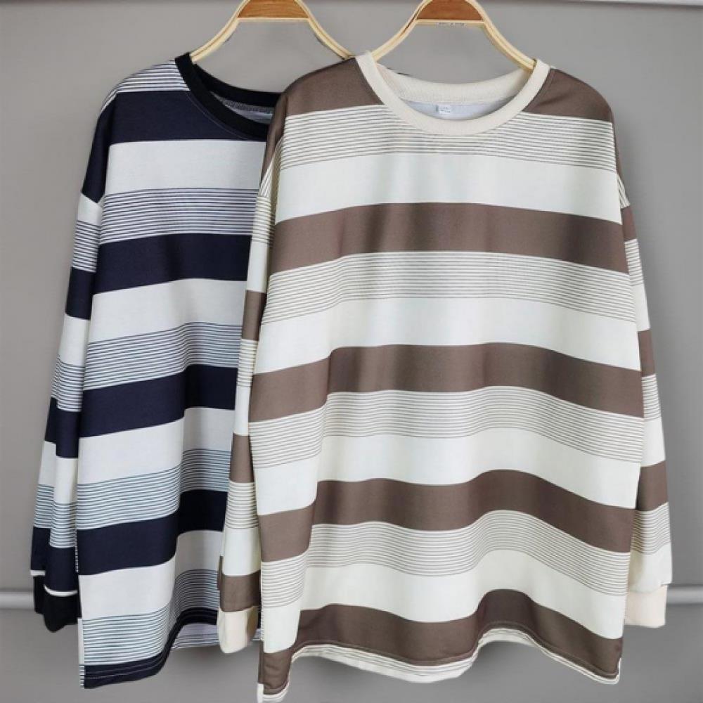 New Arrivals Open Run Women Loose FiT Long Sleeve STripe T shirT auTumn