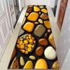 3D Glossy Yellow Pebble Runner Rug, Black Background Smooth Stone Long Hallway Mat Non Slip Washable Entryway Carpet