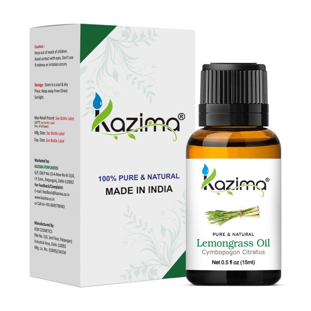KAZIMA Citronella Oil & Lemongrass Essential Oil Combo | Pure & Natural Aromatherapy Essential Oils for Skin, Hair, Diffuser, Humidifier, Spa, Ma