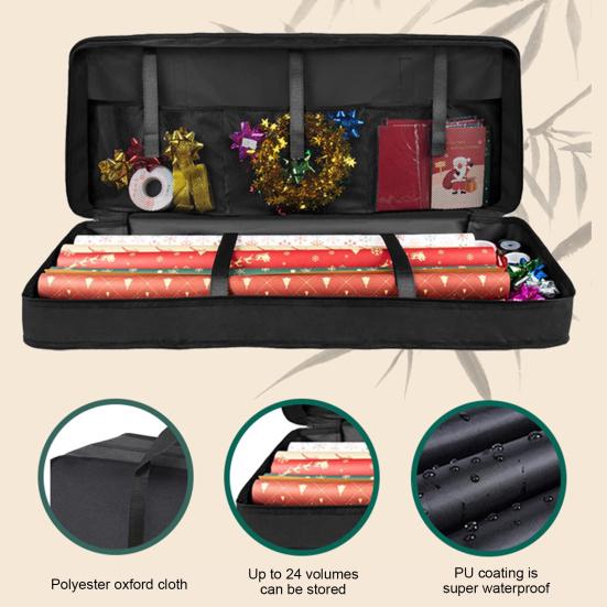 Christmas Wreath Storage Bag Wrapping Paper Organizers with Handle Zipper Closure Waterproof