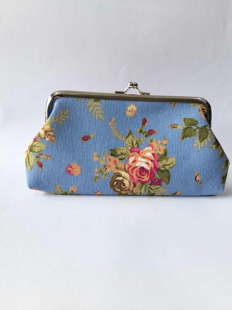European Retro Rose Print Ladies' Fabric Coin Purse & Clutch Bag