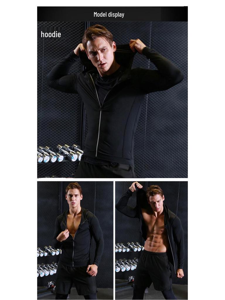 Podzimní/Zimní Rychleschnoucí Sportovní Mikina s Kapucí - Běžecká Fitness Bunda s Dlouhým Rukávem