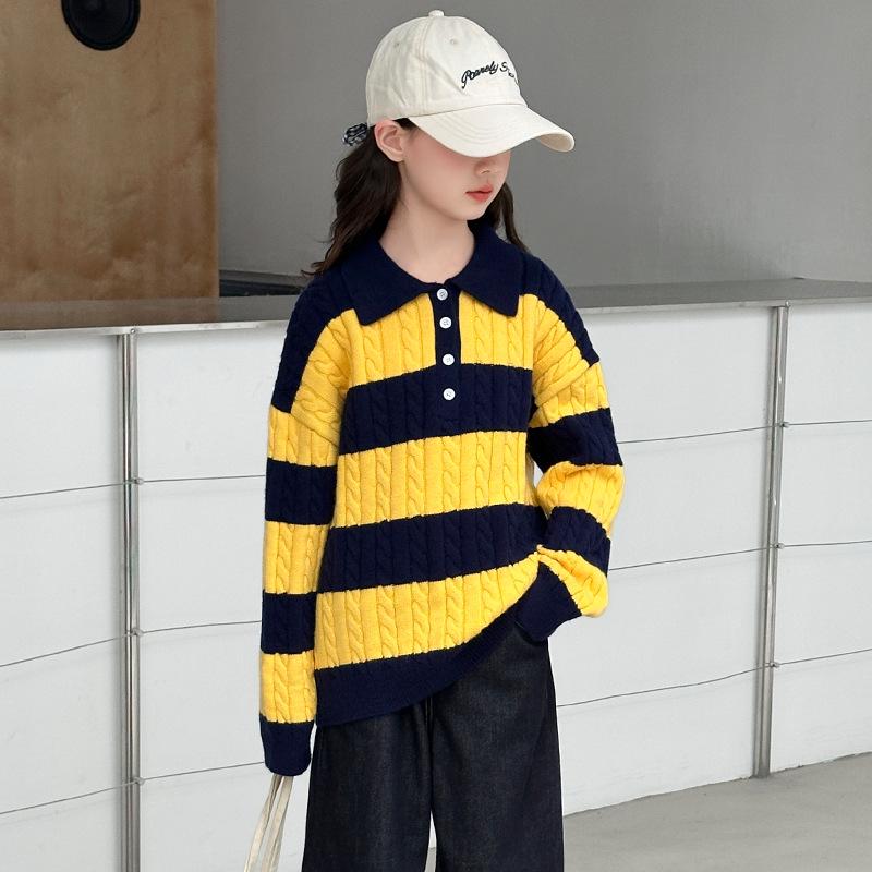 2025 Girls' Korean Style Autumn Casual Set: Fashionable Sweater and Jeans for Spring and Fall