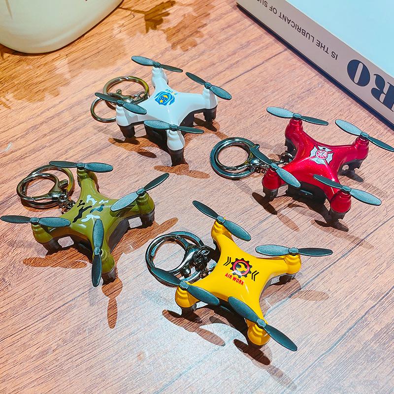 Cartoon Mini Small Unmanned Aerial Toy Model Keychain Pendant Creative Fun Car Students Schoolbag Decor Pendant Kids Gift