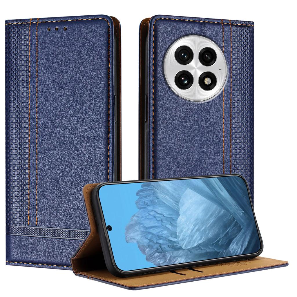 Für OnePlus 13 Hülle L-förmiges Gittermuster Leder Ständer Handyhülle mit Kartenfächern