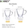 BORREY Double Wall Glass Mug High Borosilicate Heat Resistant Tea Milk Lemon Juice Coffee Water Cup Tumbler Mug Cappuccino Latte