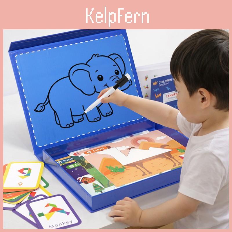 Wooden Magnetic Tangram Puzzle Set For Kids Educational Toy For Preschool And Elementary