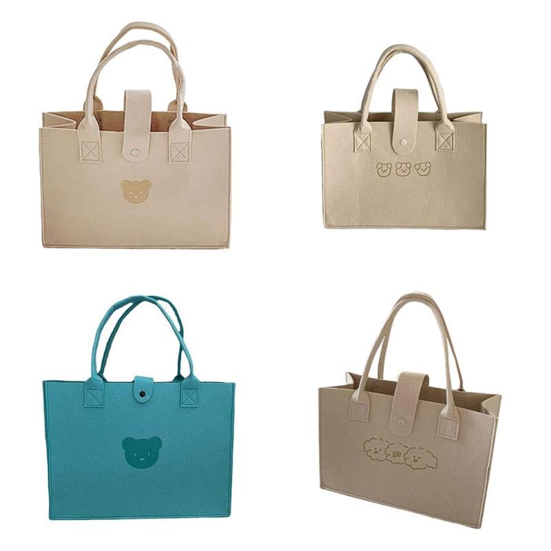 New Trendy Felt Bear Tote Bag Large Capacity And Minimalistic Design