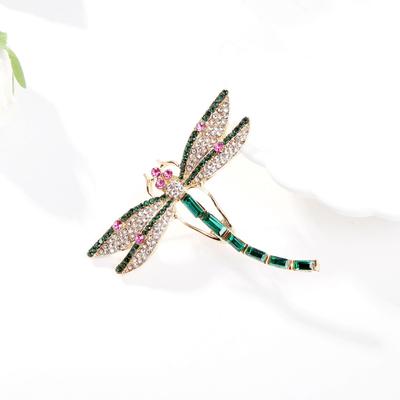 Crystal Dragonfly Brooch Colorful Rhinestone Insect Badge Enamel Lapel Pin Clothing Accessories Jewelry Gift for Women