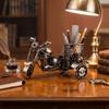 Solid Iron Material Motorcycle Shaped Pen Holder Vintage Desk Organizer  Home Study