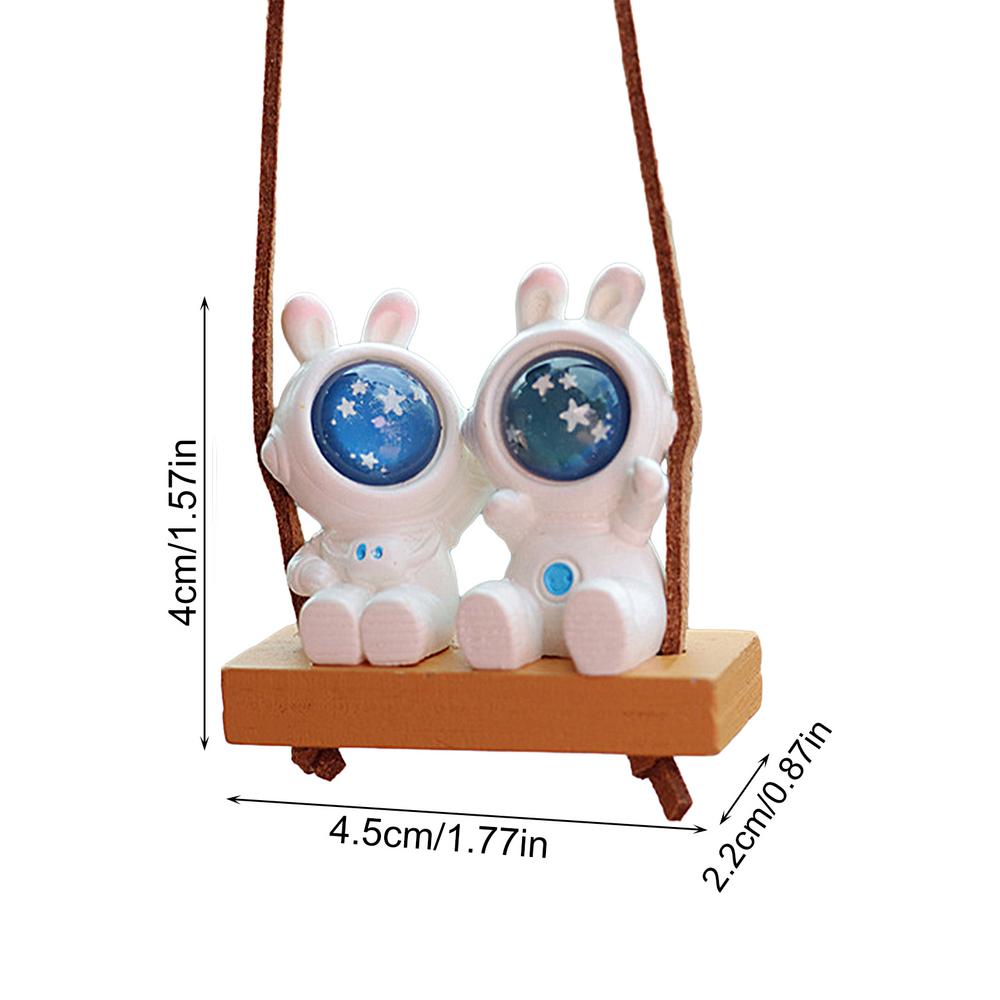 Swing Astronaut Car Pendant Space Rabbit Shape Decorative Tree Pendant With Lanyard Funny Colorful Car Ornaments For Walls Doors