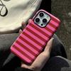 Clmj Pink Stripes Luxury Phone Case for iPhone 16 15 14 13 12 11 X XS XR XSMAX 7 8 Pro Max Plus Luxury Double-layer Back Cover