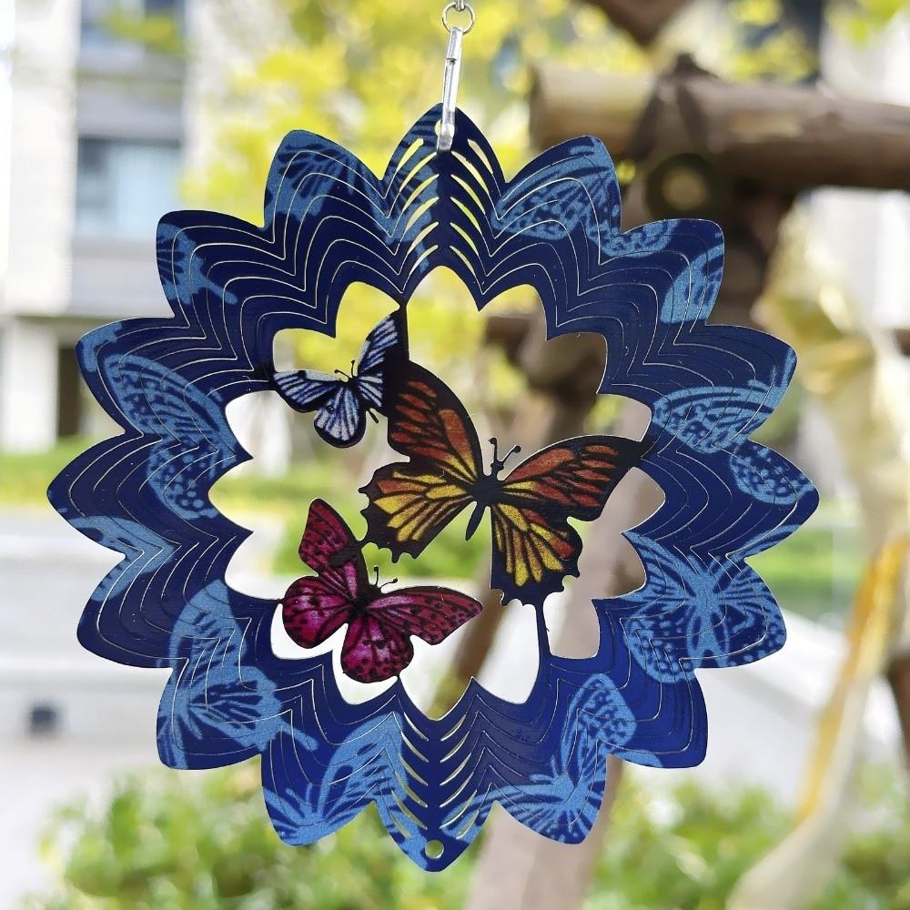 Flower Rotating Pendant Butterfly Wind Spinner Vintage Mandala Wind Chime  Balcony Ornament