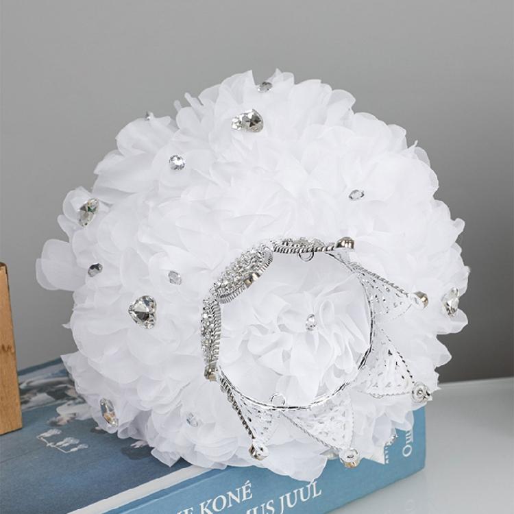 Diamond Crown Decorative Handheld Flower Rhinestones Wedding Bouquet with Ribbon