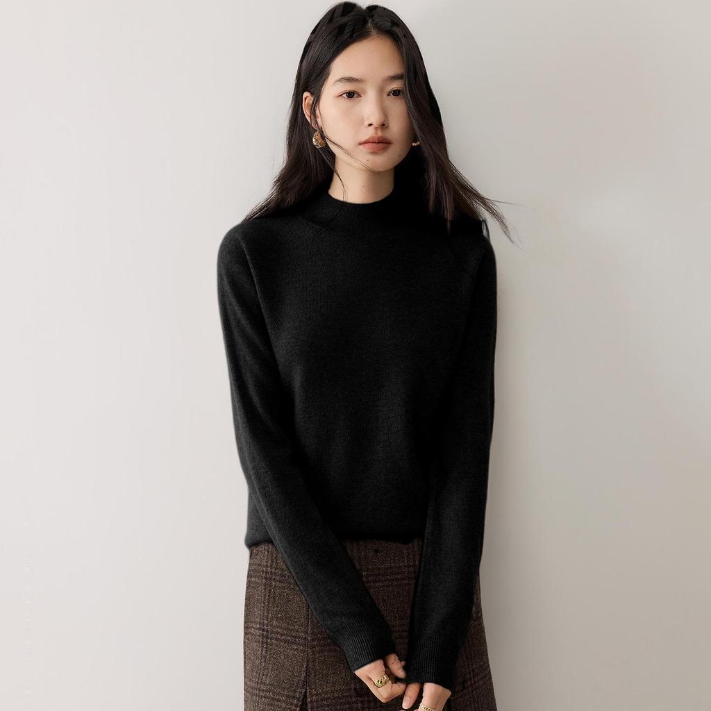Lekasha Women's Seamless 12-Gauge Cashmere Knitwear: Autumn/Winter Half-High Neck Sweater