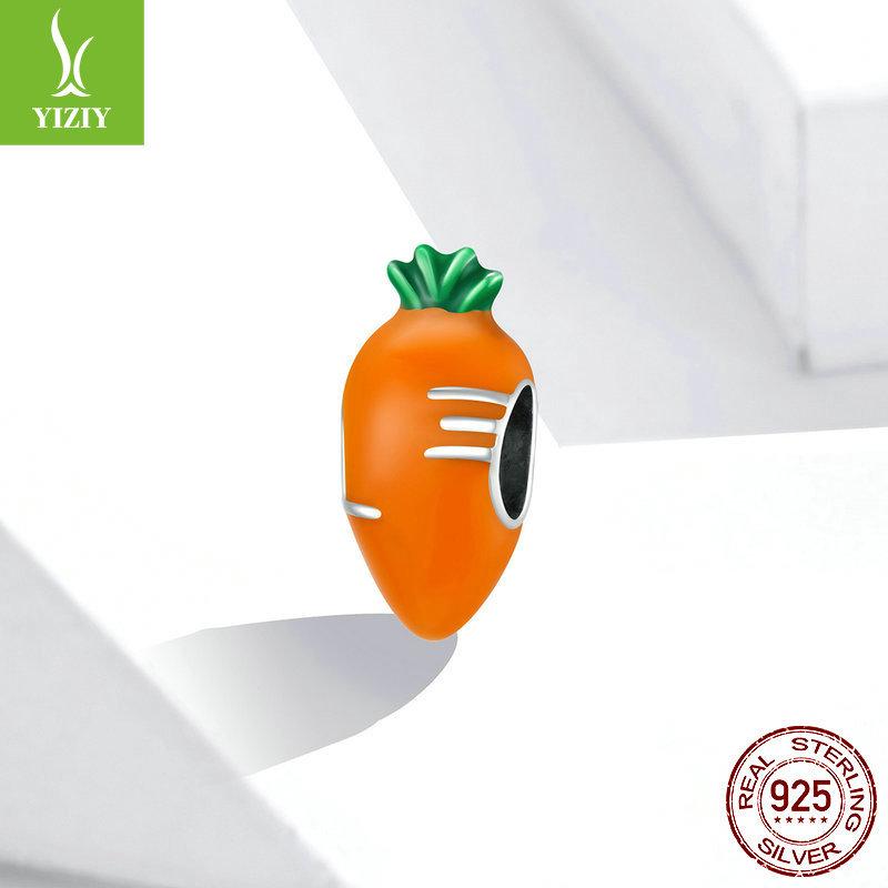 Carrot 925 Silver Beads, Dripping Oil Color Vitality Bracelet Beaded Accessories Scc1591