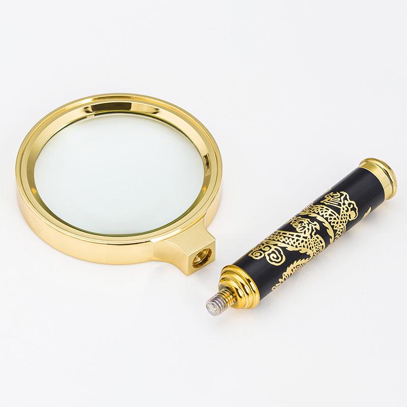 Classic 10X Magnifier Handheld Jewelry Magnifying Glass Loop Loupe Reading Tools Dragon Handle Reading Books Newspapers Insect Observation