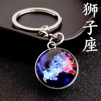 12 Zodia Signs Glow-in-the-Dark Keychain Bag Pendant Time Gemstone Double Sided Glass Ball Keychain