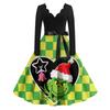 Ladies' Fashionable Retro Long Sleeved Square Neck Christmas Printed Evening Dress Dress