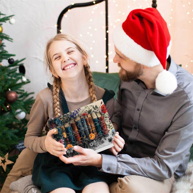 Kalendarz adwentowy na Boże Narodzenie 2025 Kreatywny akrylowy wisiorek do książki Kalendarz odliczający Pudełko niespodzianek dla miłośników książek Prezent noworoczny