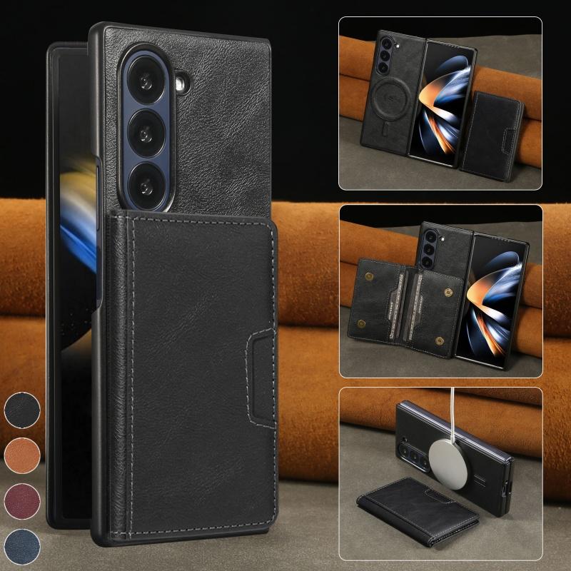 MagSafe Kabelloses Laden Leder Geldbörse Handyhülle Für Samsung Galaxy Z Fold 7 6 5 4 3 Fold7 Fold6 Fold5 Flip Geldbörse Kartenhülle