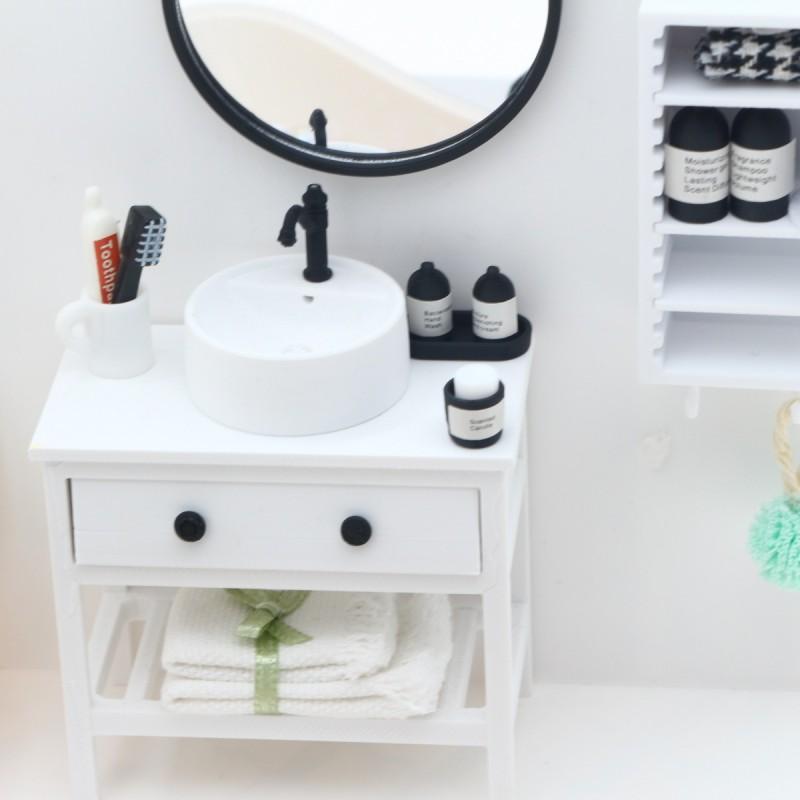 Miniature Dollhouse Bathroom Set BJD Dolls Realistic Sink Toilet Shower Scene Decor Accessory