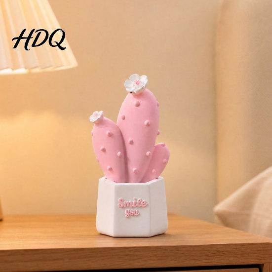 Macaron Style Cactus Resin Figurines Home Ornament Desktop Decor Durable Decor Geometric