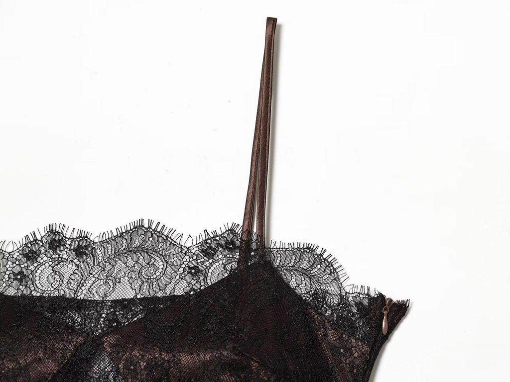 Asymmetrical Lace Dress with Silk Satin Texture: European & American Women's Fashion