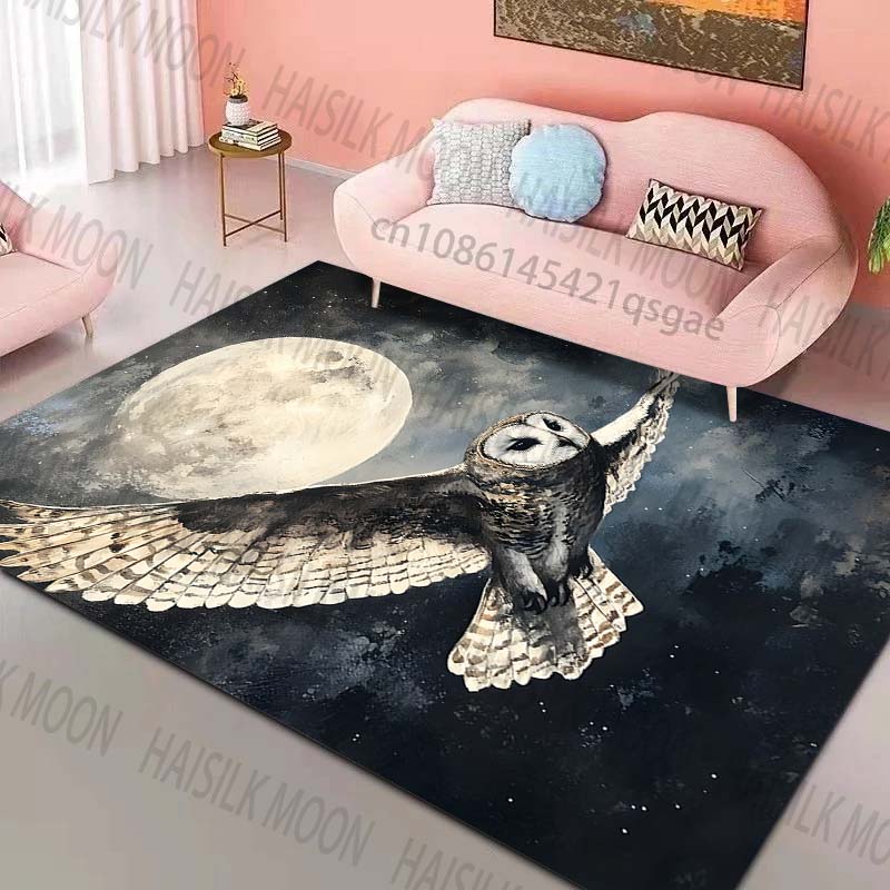 

1PC Owl flying in night sky Pattern Rug Carpets for Bedroom Living Room Sofa Mat Creative Door Mat Cloakroom Home Decor 40x60cm