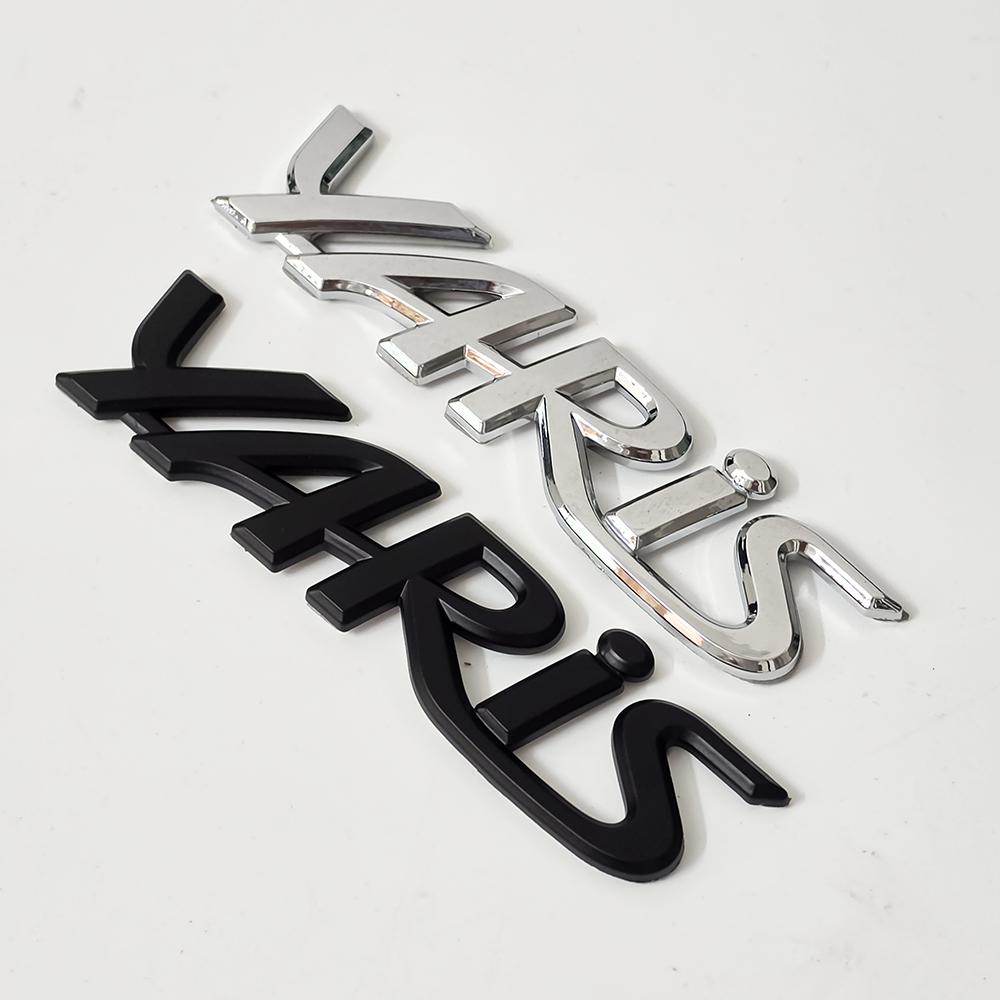 3D Chrome Matt Black Toyota Yaris Car Emblem Badge VBDF5 Sticker Rear Trunk Decal for Yaris XP90 XP130 Exterior Replacement