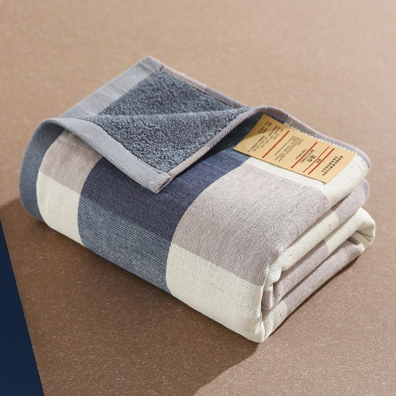 

Gauze Gingham Face Towel Soft Absorbent Lint-Free Retro Full Cotton Washcloth Ultra Gentle for Home Adult Bathroom Travel Spa
