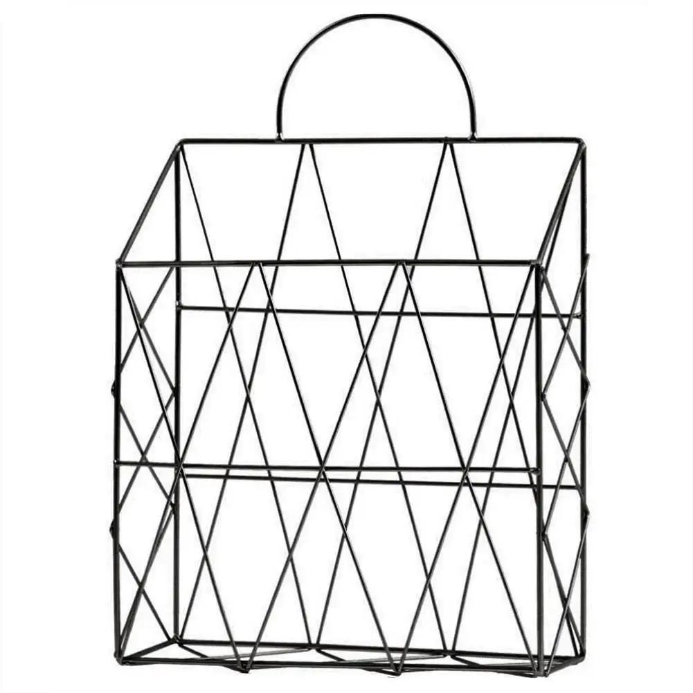 Simple Ironwork Gift Basket Wall Hanging Decoration Rack News Newspaper Sundries Storage Basket Storage Bag