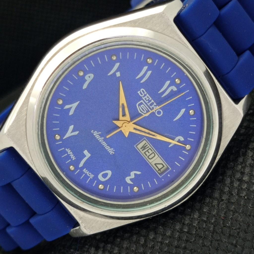 

USED VINTAGE SEIKO 5 AUTOMATIC 7019A JAPAN MENS ARABIC BLUE WATCH 592-a311120-9 SKU592-a311120
