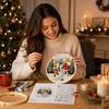 Christmas Holiday Cross for Living Room Decor, Embroidery Decoration