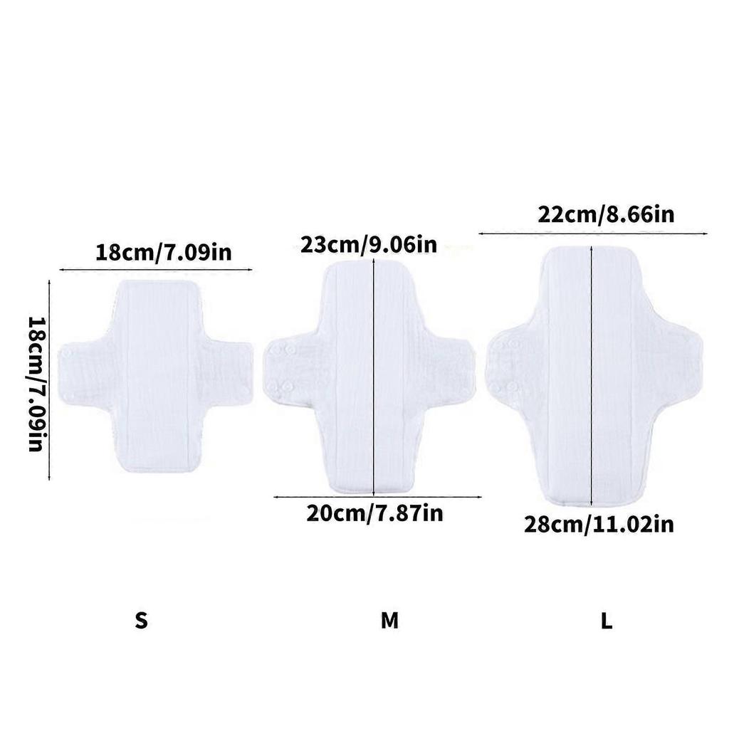 Compresa Femenina Reutilizable de Algodón Suave con Protección de Doble Capa Para Pieles Sensibles Set de 3 Piezas 5 Piezas 3 rodajas S
