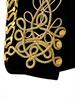 Men's Retro European Velvet Military Jacket with Gold Embroidery