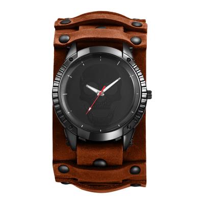JEWELRYWE Wristwatch with Leather Strap, Waterproof, Analogue Display, for Men`s Brown
