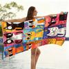 1Pc Nine Grid Cute Cat Print Large Beach Towel Sand Free Quick Dry Soft Towel For Beach Pool Yoga Gym Sports Home Daily Leisure