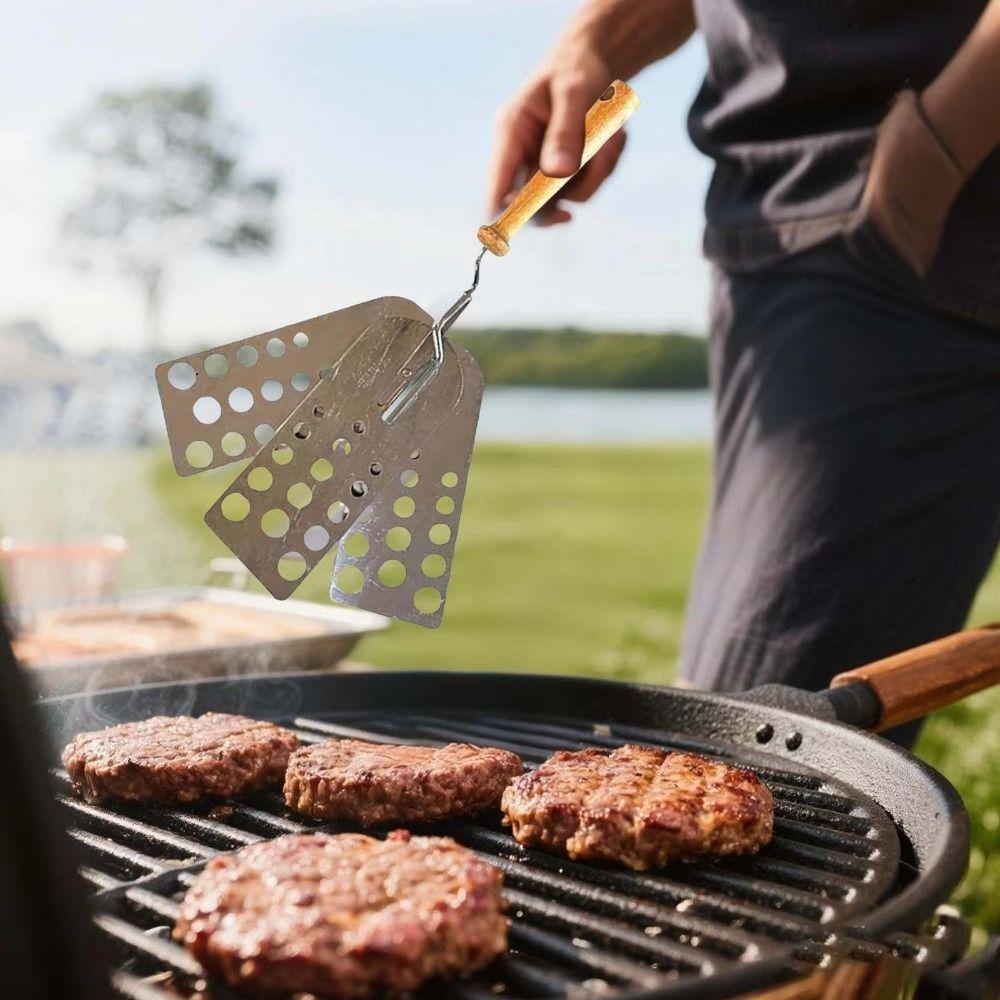 Expandable Hot Meat Patty Scraper Creative Three-panel Design Grill Tool  Outdoor Cooking