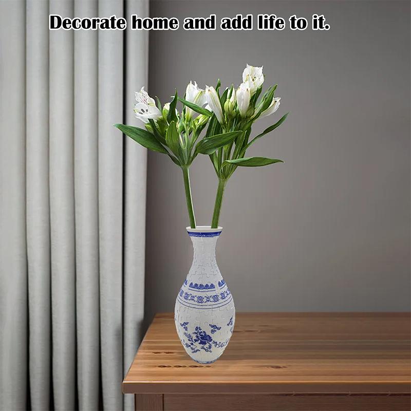 3D Puzzle Vase Flower Porcelain Design Diy Assembly Educational Toy Home Decoration House Arrangement Warming Christmas Gift Toy