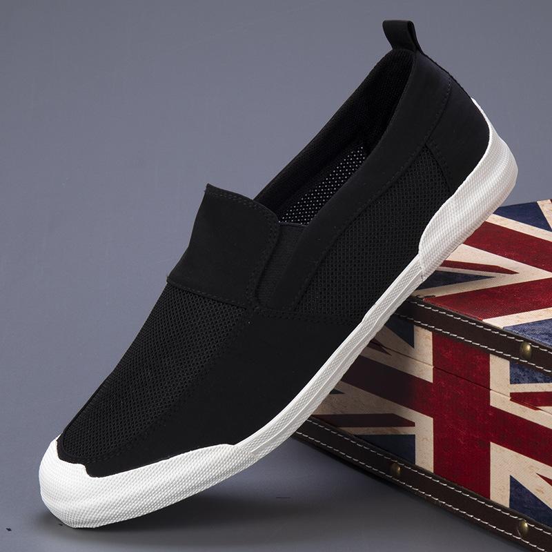 New Summer Flying Mesh Breathable Fabric Men's Shoes Lightweight Lazy Shoes Trendy Board Shoes Old Beijing Cloth Shoes