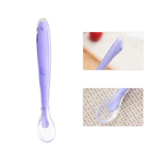 Weiches lebensmittelechtes Silikon mit langem Griff, Baby, Kleinkind, Lernlöffel, Besteck